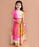 Pspeaches Short Sleeves Floral Motif Printed Tassel Detail Choli With Lehenga And Dupatta - Yellow