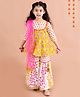 Pspeaches Three Fourth Sleeves Floral Print Kurta With Sharara And Dupatta - Yellow