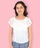 Cutecumber Short Sleeves Striped Pearls Embellished Cape Style Top - Blue