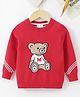 Kookie Kids Knitted Full Sleeves Pullover Sweater Teddy Bear Design - Red