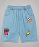 Budding Bees Denim Short With Embroidered Applique - Blue