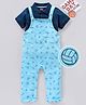 Babyhug Cotton Dungaree with Half Sleeves Solid T-shirt - Blue