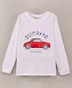 Lazy Bones Cotton Knit Full Sleeves T-Shirt Text & Car Printed - White