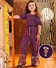 Earthy Touch Cotton Knit Half Sleeves Floral Print Jumpsuit - Purple