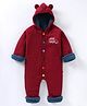 Yellow Apple Full Sleeves Cotton Vehicle Embroidered Romper- Maroon