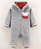 Yellow Apple Full Sleeves Cotton Embroidered Romper with Bow Applique - Grey