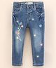 ToffyHouse Full Length Floral Embroidery Medium Wash Denim Jeans - Blue