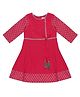 Young Birds Full Sleeves Ethnic Motif Placement Print Lace Embellished Dress - Pink & Silver