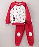 Little Darlings Full Sleeves Cotton T-Shirt and Lounge Pant Multiprint - Red