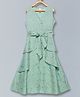 Kiddopanti Sleeveless All Over Motif Foil Printed Overlapped & Layered Dress With Front Tie Up - Sea Green