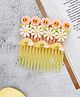Yellow Bee Set Of 3 Flower & Rainbow Patched Comb Pins - Pink & Yellow