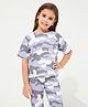 Cherry Crumble By Nitt Hyman Half Sleeves Camouflage Printed Tee & Pajama Set - Violet