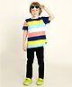 Cherry Crumble By Nitt Hyman Half Sleeves Striped Tee - Blue & Yellow