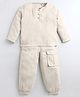 Cherry Crumble By Nitt Hyman Full Sleeves Front Button Closure Solid Night Suit - Cream