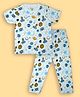 Lil 'Roos Half Sleeves Space Printed Coordinated Night Suit - White
