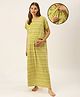 Nejo Half Sleeves Ikat Layered Maternity Night Dress - Green