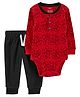 Carter's Baby 2 Piece Henley Onesie with Pant Set - Red