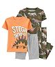 Carter's Baby 4-Piece Dinosaur Cotton Blend PJs- Orange & Grey