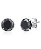 DARSHRAJ Jewels 925 Sterling Silver Black Stud 5mm 1 Pair- Silver & Black