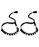 DARSHRAJ Jewels 925 Sterling Silver 6 Ball Single Layer Nazariya Bracelet 1 Pair- Sliver & Black