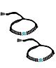 DARSHRAJ Jewels  925 Sterling Silver 4 Ball Blue Black Crystal 2 Layer In Thread Handmade Nazariya Bracelet 1 Pair - Black & Blue