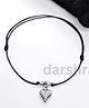 DARSHRAJ Jewels 925 Sterling Silver Leaf With Beads Black Thread Anklet Bracelet - Black & Silver