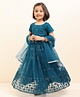 Babyhug Half Sleeves Embroidered Choli Lehenga And Dupatta - Teal