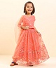 Babyhug Sleeveless Sequined Choli Lehenga & Dupatta Set with Embroidery - Coral