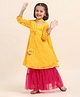 Babyhug Three Forth Sleeves Kurti & Sharara With Dupatta Sequin Embroidery - Yellow