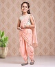 Babyhug Silk Sleeveles Sequenced Choli with Ready to Wear Saree- Peach)