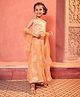 Babyhug Sleeveless Choli & Lehenga Set with Dupatta Zari Work & Golden Border Embroidered- Coral