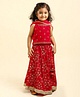 Babyhug Sleeveless Embroidered Choli Lehenga And Dupatta - Red
