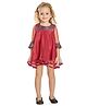 Peppermint Three Fourth Bell Sleeves Sequin Embellished Flared Tulle Dress - Maroon