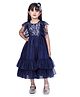 Peppermint Cap Sleeves Sequin Bodice Layered Tulle Fit & Flare Dress - Navy Blue