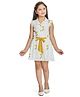 Peppermint Cap Sleeves Flower Print Dress - White & Mustard