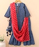 Babyhug Three Fourth Sleeves Kurti & Sharara With Dupatta Printed- Indigo