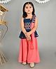 Titrit Sleeveless Sequin Embellished & Embroidered Peplum Top & Dupatta With Solid Palazzo - Pink & Green