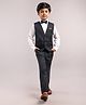 Robo Fry Full Sleeves 3 Piece  Party Suit With Bow -  Black White