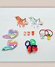 Kamule Pack Of 19 SEquin Embellished Heart With Unicorn & Pineapple Aplique Hair Accesories - Multi Clolour