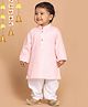 Vastramay Full Sleeves Solid Kurta With Pyjama - Pink & White