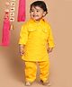 Vastramay Full Sleeves Pathani Kurta With Pyjama - Yellow