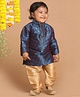 Vastramay Full Sleeves Foil Square Threadwork Detail Kurta With Pyjama - Navy Blue