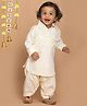 Vastramay Full Sleeves Pathani Kurta With Dhoti - Cream