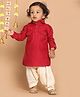 Vastramay Full Sleeves Pathani Kurta With Dhoti - Maroon