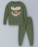 Plum Tree Full Sleeves Upstate Tiger Varsity Print T Shirt And Jogger - Green