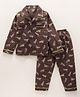 Fido Full Sleeves Night Suit Rocket Print - Brown
