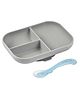 Beaba Silicone Suction Section Plate With 2nd Stage Spoon - Grey