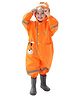 Little Surprise Box Full Sleeves Placement Tiger Printed Hooded Rain Coat With Front Pocket- Orange