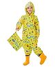 Little Surprise Box Full Sleeves Safari Kingdom Theme Hooded Jumpsuit Style Rain Coat Raincoat - Yellow