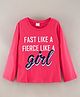 Smarty Girls Cotton Knit Full Sleeves T-Shirt Text Printed - Red